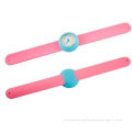 Ergonomic Design And Easy To Wear Round Case Silicone Rubber Slap Bracelet Watch For Youth